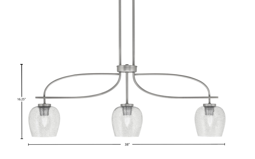 Cavella Three Light Island Pendant in Graphite with 6" Smoke Bubble Shade