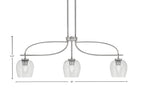 Cavella Three Light Island Pendant in Graphite with 6" Smoke Bubble Shade