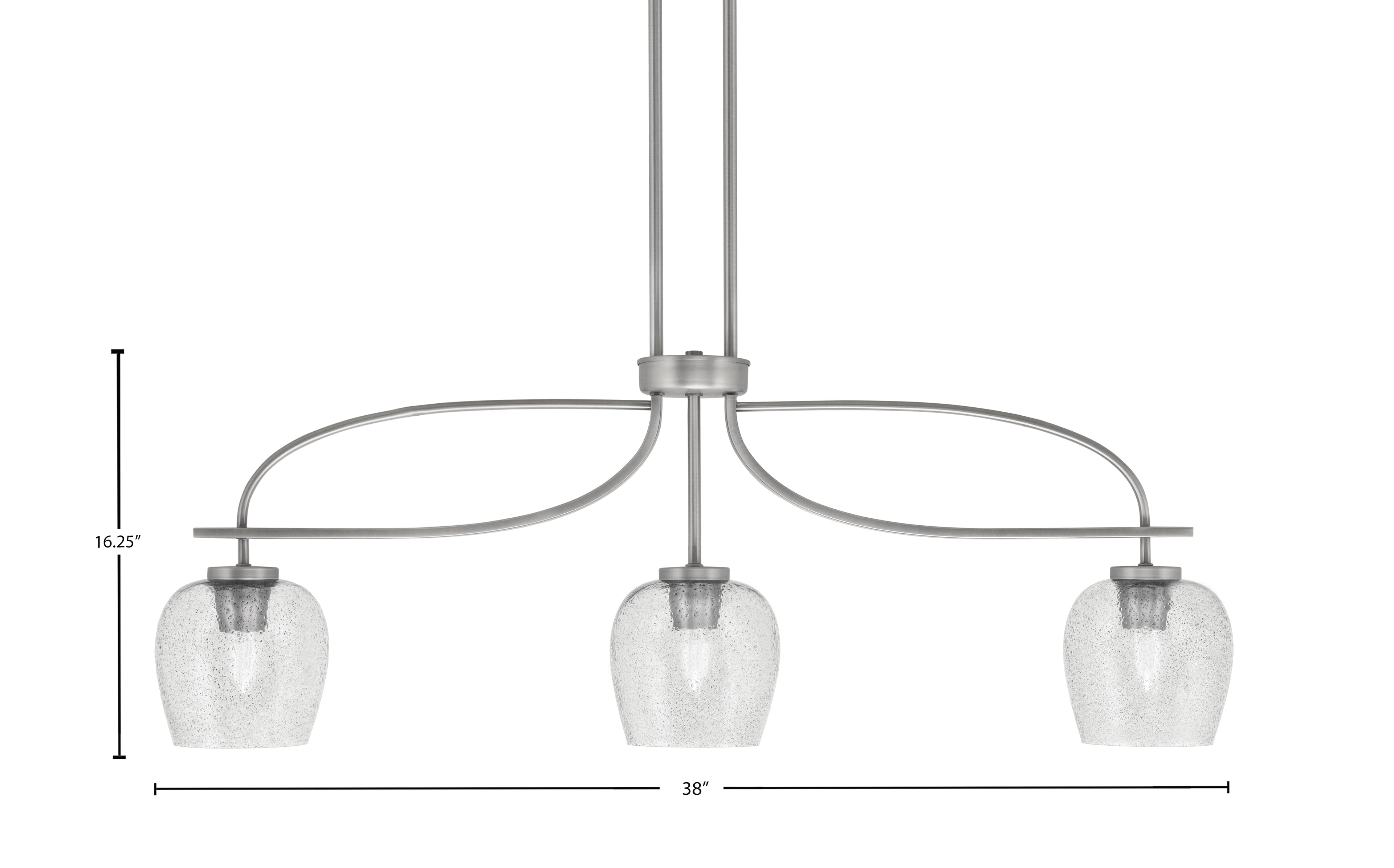 Cavella Three Light Island Pendant in Graphite with 6" Smoke Bubble Shade