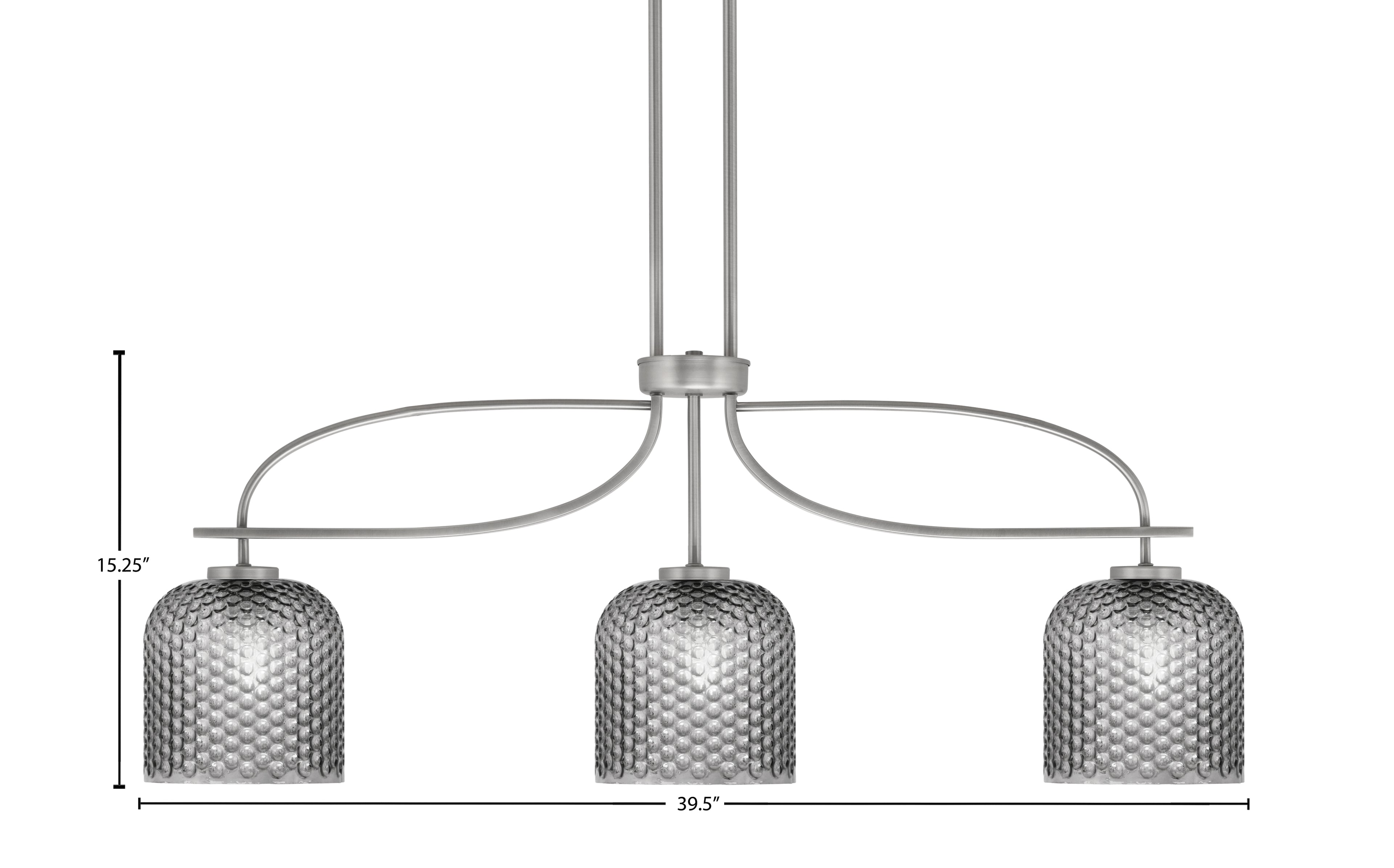 Cavella Three Light Island Pendant in Graphite with 7" Smoke Textured Shade
