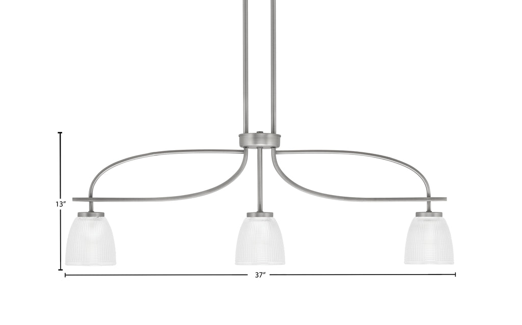 Cavella Three Light Island Pendant in Graphite with 5" Clear Ribbed Shade