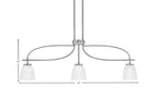 Cavella Three Light Island Pendant in Graphite with 5" Clear Ribbed Shade