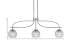 Cavella Three Light Island Pendant in Graphite with 6" Clear Ribbed Shade