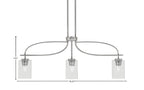 Cavella Three Light Island Pendant in Graphite with 4" Square Clear Bubble Shade