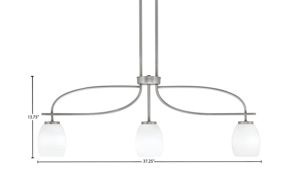 Cavella Three Light Island Pendant in Graphite with 5" White Linen Shade