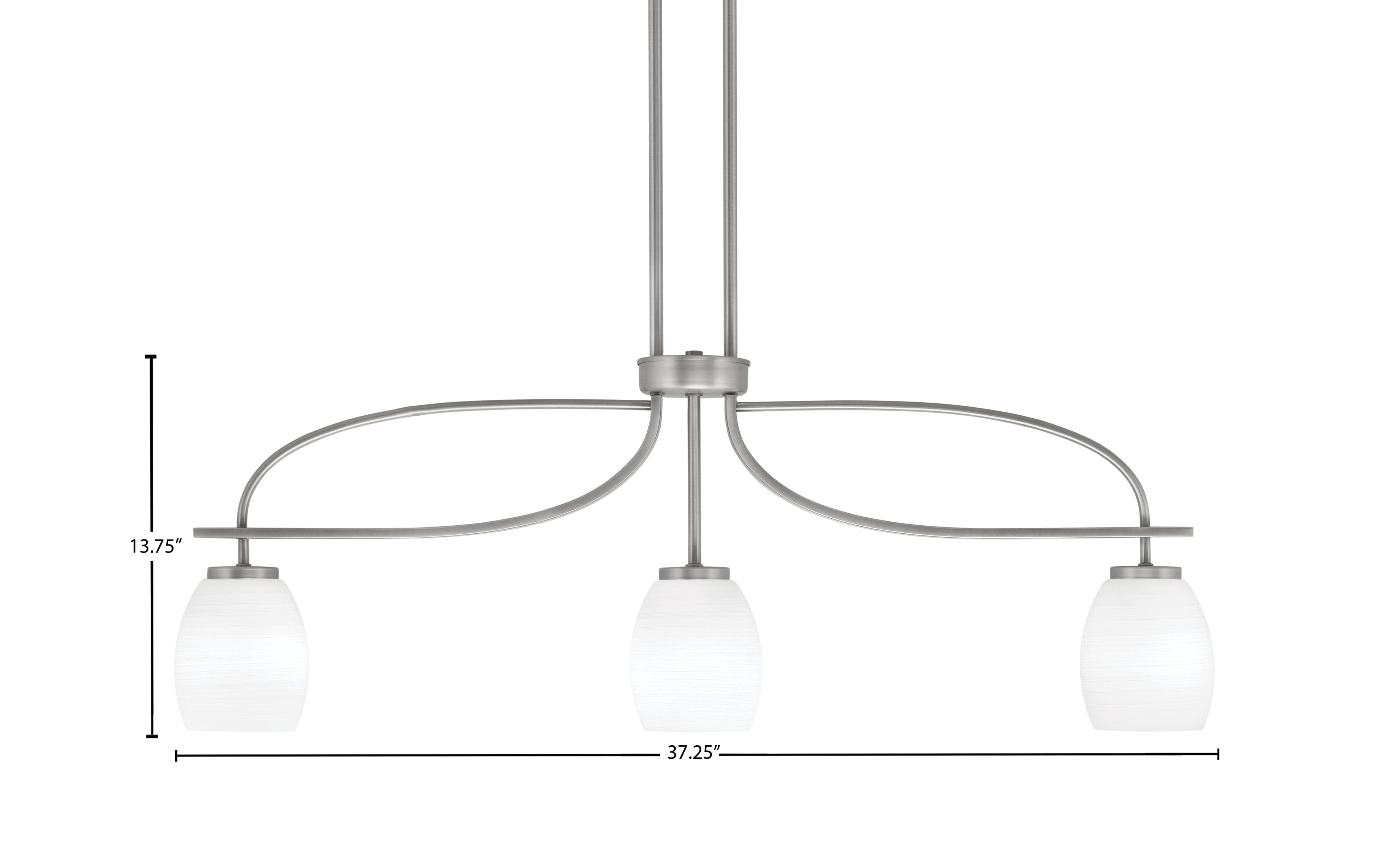Cavella Three Light Island Pendant in Graphite with 5" White Linen Shade