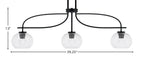Cavella Three Light Island Pendant in Matte Black with 7" Clear Bubble Shade