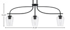 Cavella Three Light Island Pendant in Matte Black with 5" Clear Bubble Shade