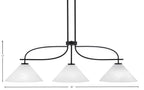 Cavella Three Light Island Pendant in Matte Black with 12" White Marble Shade