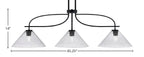 Cavella Three Light Island Pendant in Matte Black with 12" Smoke Bubble Shade
