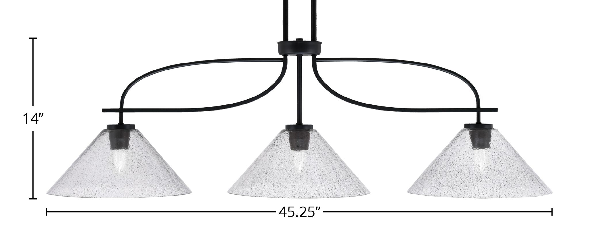 Cavella Three Light Island Pendant in Matte Black with 12" Smoke Bubble Shade