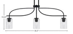 Cavella Three Light Island Pendant in Matte Black with 4" Clear Bubble Shade