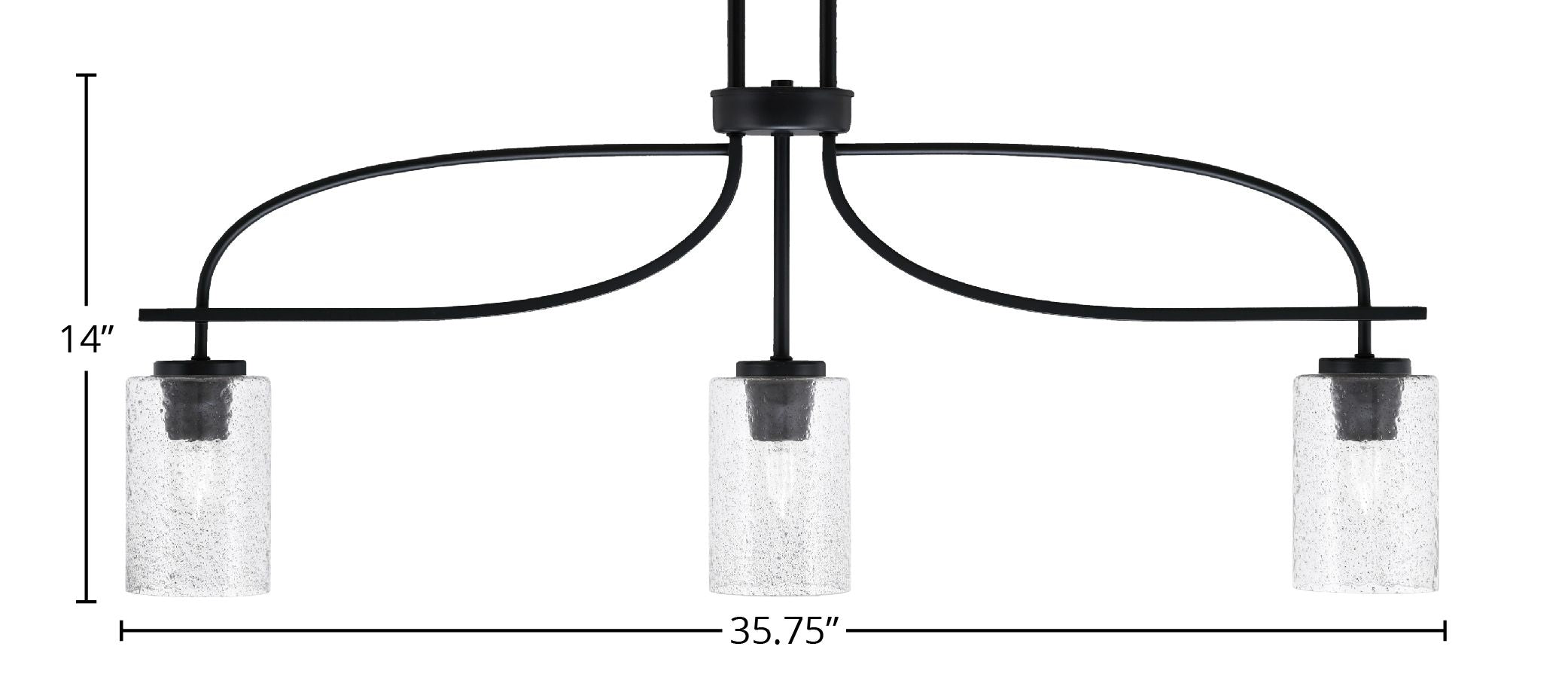 Cavella Three Light Island Pendant in Matte Black with 4" Smoke Bubble Shade