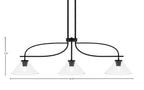 Cavella Three Light Island Pendant in Matte Black with 10" Clear Bubble Shade