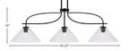 Cavella Three Light Island Pendant in Matte Black with 12" Clear Bubble Shade