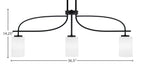 Cavella Three Light Island Pendant in Matte Black with 4" White Muslin Shade