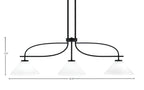 Cavella Three Light Island Pendant in Matte Black with 10" White Muslin Shade