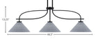 Cavella Three Light Island Pendant in Matte Black with 12" Gray Matrix Shade