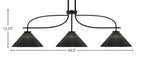 Cavella Three Light Island Pendant in Matte Black with 12" Black Matrix Shade