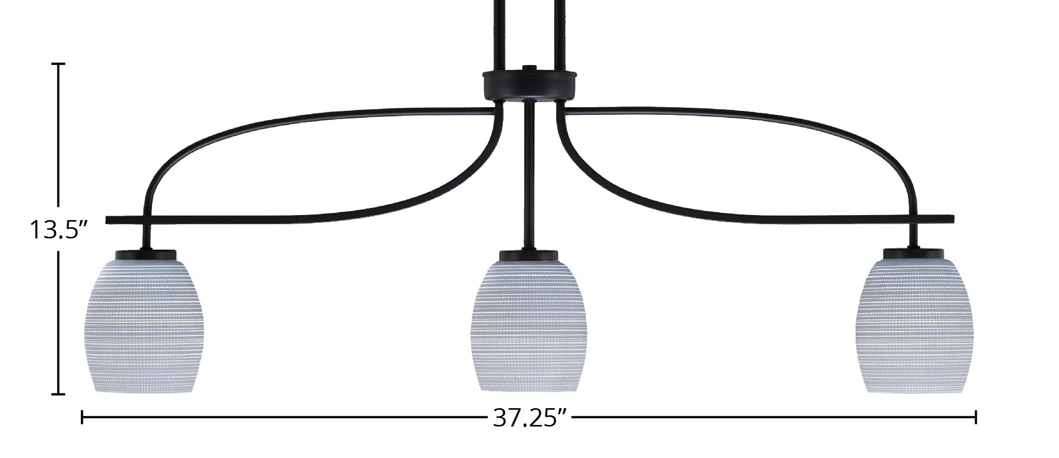 Cavella Three Light Island Pendant in Matte Black with 5" Gray Matrix Shade