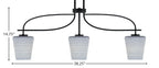 Cavella Three Light Island Pendant in Matte Black with 6" Gray Matrix Shade