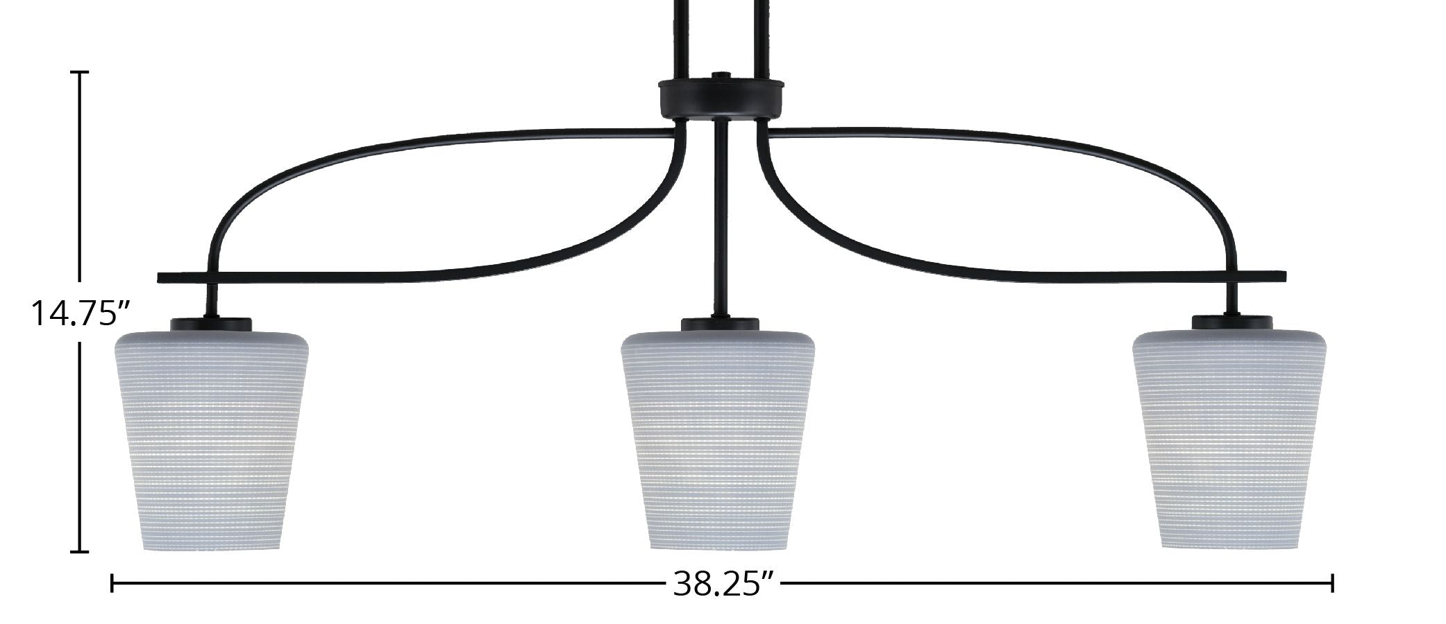 Cavella Three Light Island Pendant in Matte Black with 6" Gray Matrix Shade