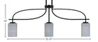 Cavella Three Light Island Pendant in Matte Black with 4" Gray Matrix Shade