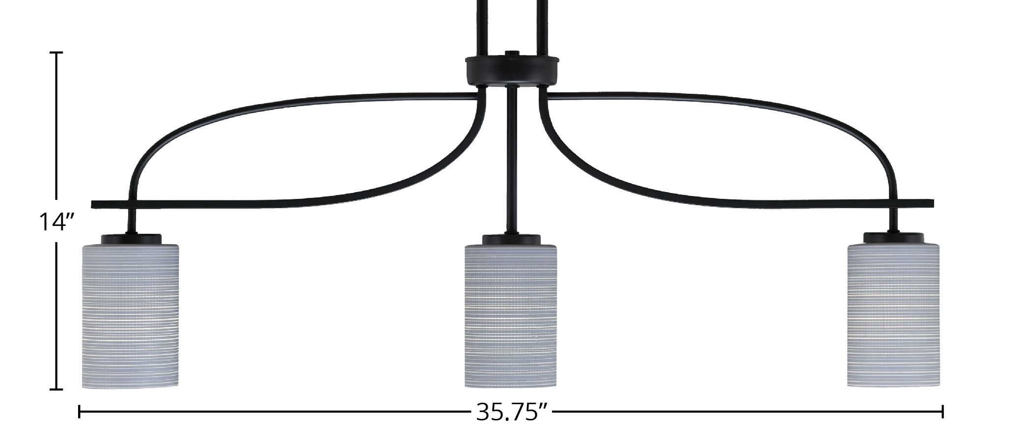 Cavella Three Light Island Pendant in Matte Black with 4" Gray Matrix Shade