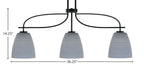 Cavella Three Light Island Pendant in Matte Black with 8" Gray Matrix Shade