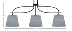 Cavella Three Light Island Pendant in Matte Black with 10" Gray Matrix Shade