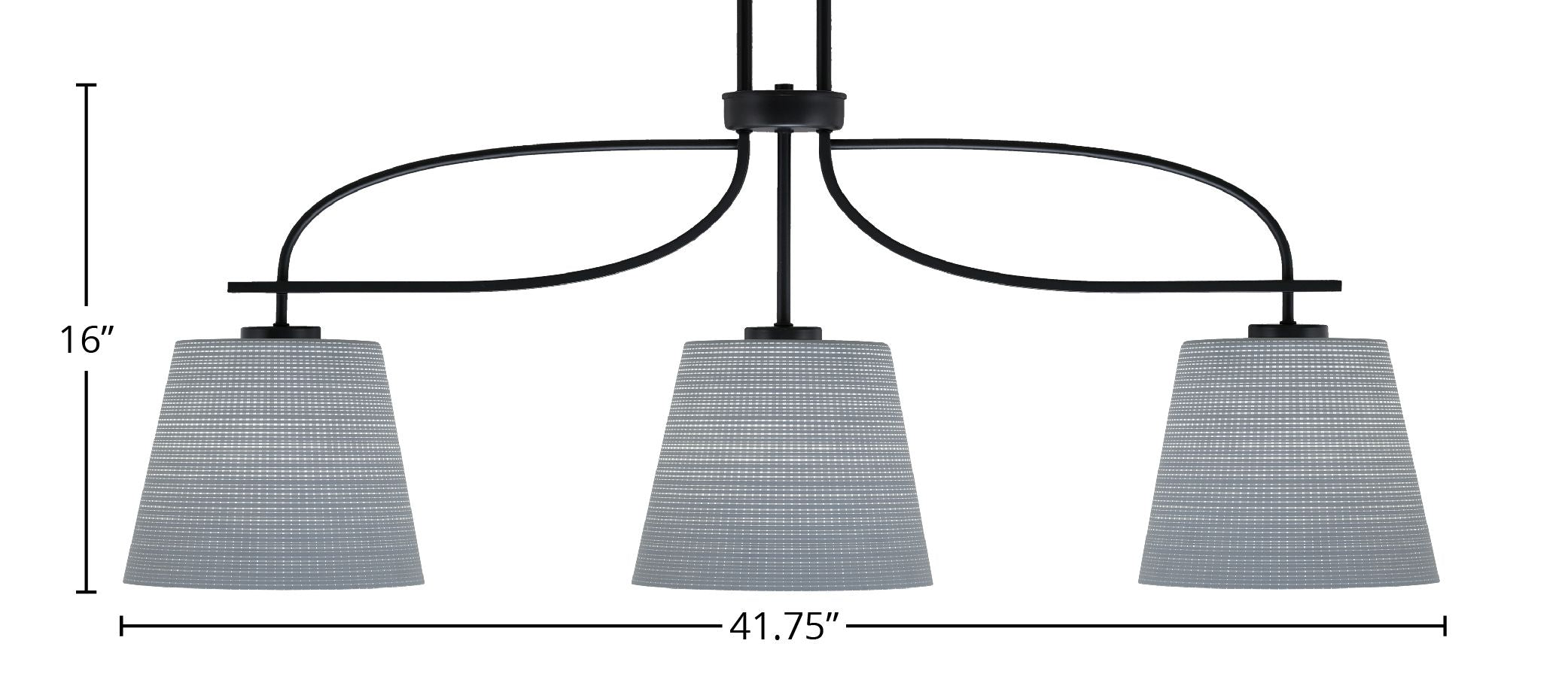 Cavella Three Light Island Pendant in Matte Black with 10" Gray Matrix Shade