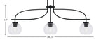 Cavella Three Light Island Pendant in Matte Black with 5.75" Clear Bubble Shade