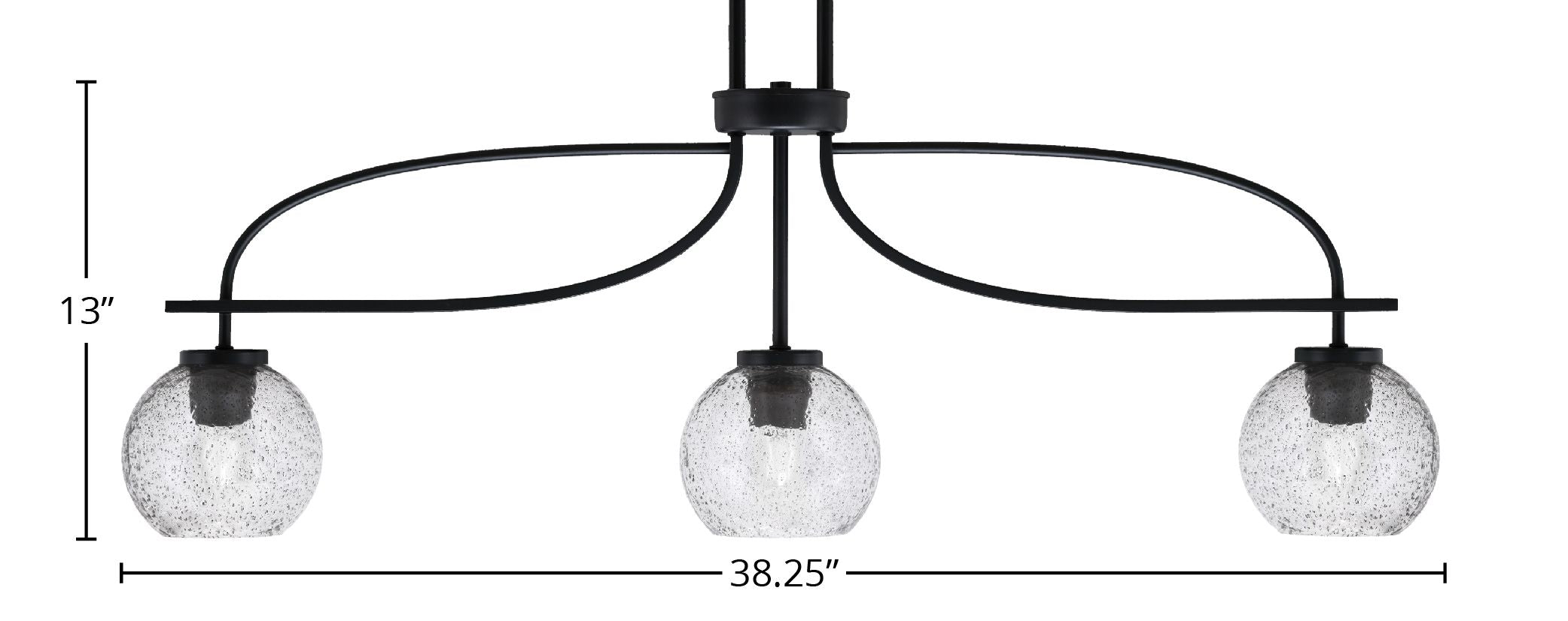 Cavella Three Light Island Pendant in Matte Black with 5.75" Smoke Bubble Shade