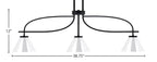 Cavella Three Light Island Pendant in Matte Black with 7" Chrome Cone Metal Shade Shade