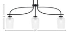 Cavella Three Light Island Pendant in Matte Black with 5" Clear Textured Shade