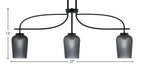 Cavella Three Light Island Pendant in Matte Black with 5" Smoke Textured Shade