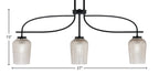 Cavella Three Light Island Pendant in Matte Black with 5" Silver Textured Shade