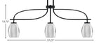 Cavella Three Light Island Pendant in Matte Black with 5" Chrome Oval Metal Shade Shade