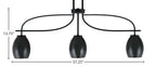 Cavella Three Light Island Pendant in Matte Black with 5" Matte Black Oval Metal Shade Shade