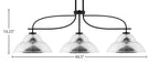 Cavella Three Light Island Pendant in Matte Black with 13" Chrome Double Bubble Metal Shade Shade