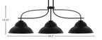 Cavella Three Light Island Pendant in Matte Black with 13" Matte Black Double Bubble Metal Shade Shade