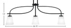 Cavella Three Light Island Pendant in Matte Black with 4.5" Square White Muslin Shade