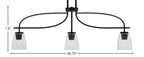 Cavella Three Light Island Pendant in Matte Black with 4.5" Square Clear Bubble Shade