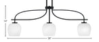 Cavella Three Light Island Pendant in Matte Black with 6" White Marble Shade