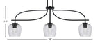 Cavella Three Light Island Pendant in Matte Black with 6" Smoke Bubble Shade