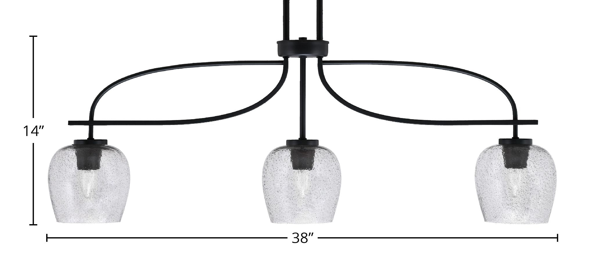 Cavella Three Light Island Pendant in Matte Black with 6" Smoke Bubble Shade