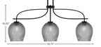 Cavella Three Light Island Pendant in Matte Black with 7.5" Smoke Textured Shade