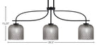 Cavella Three Light Island Pendant in Matte Black with 7" Smoke Textured Shade