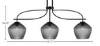 Cavella Three Light Island Pendant in Matte Black with 9" Smoke Textured Shade