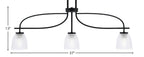 Cavella Three Light Island Pendant in Matte Black with 5" Clear Ribbed Shade